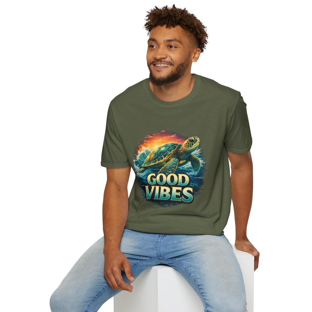 Sea Turtle 'Good Vibes' T-Shirt — Coastal Summer Surf Tee