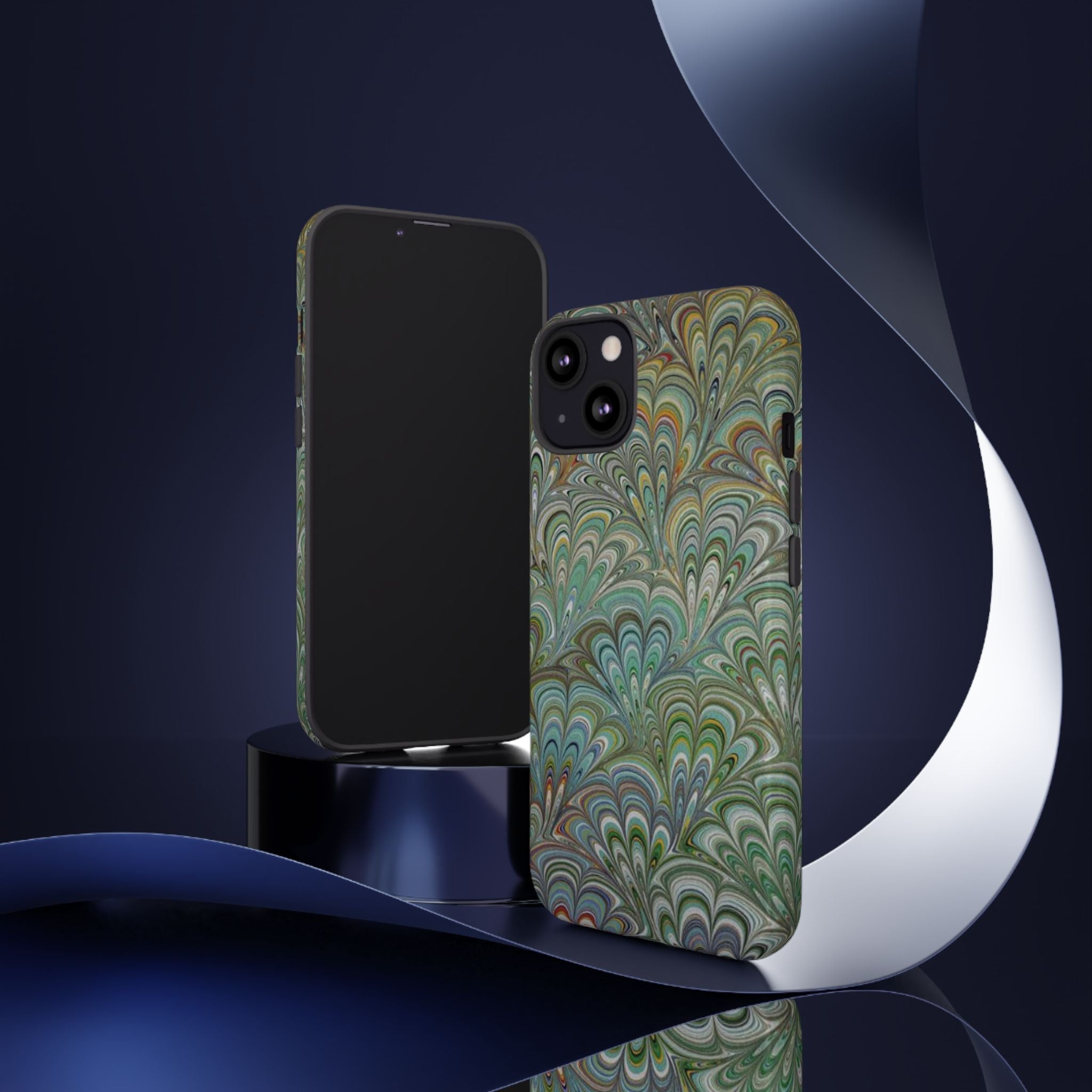 Green Peacock Marbled Phone Case — "Tough Cases" Ultra-Tough Protective Cover