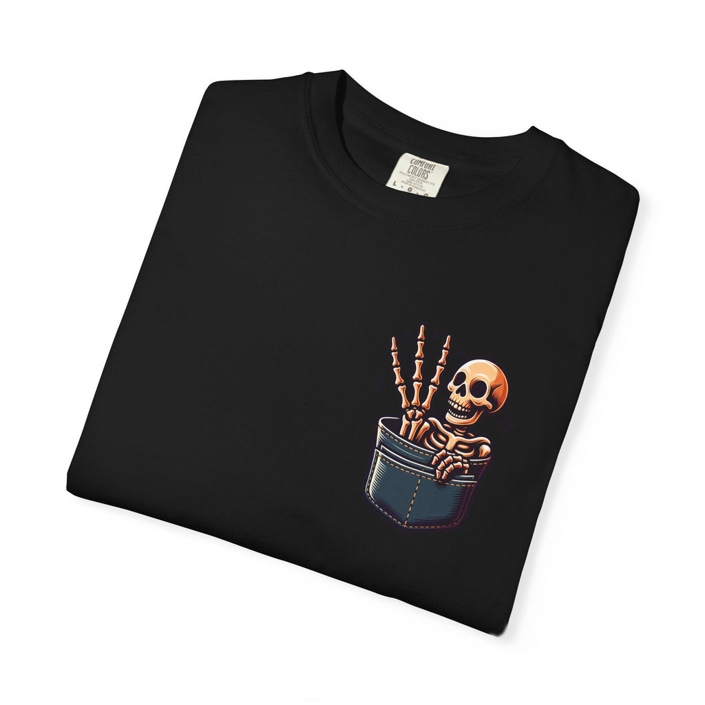 Funny T-Shirt - Skeleton In A Pocket Cotton Tee - DipaliZ