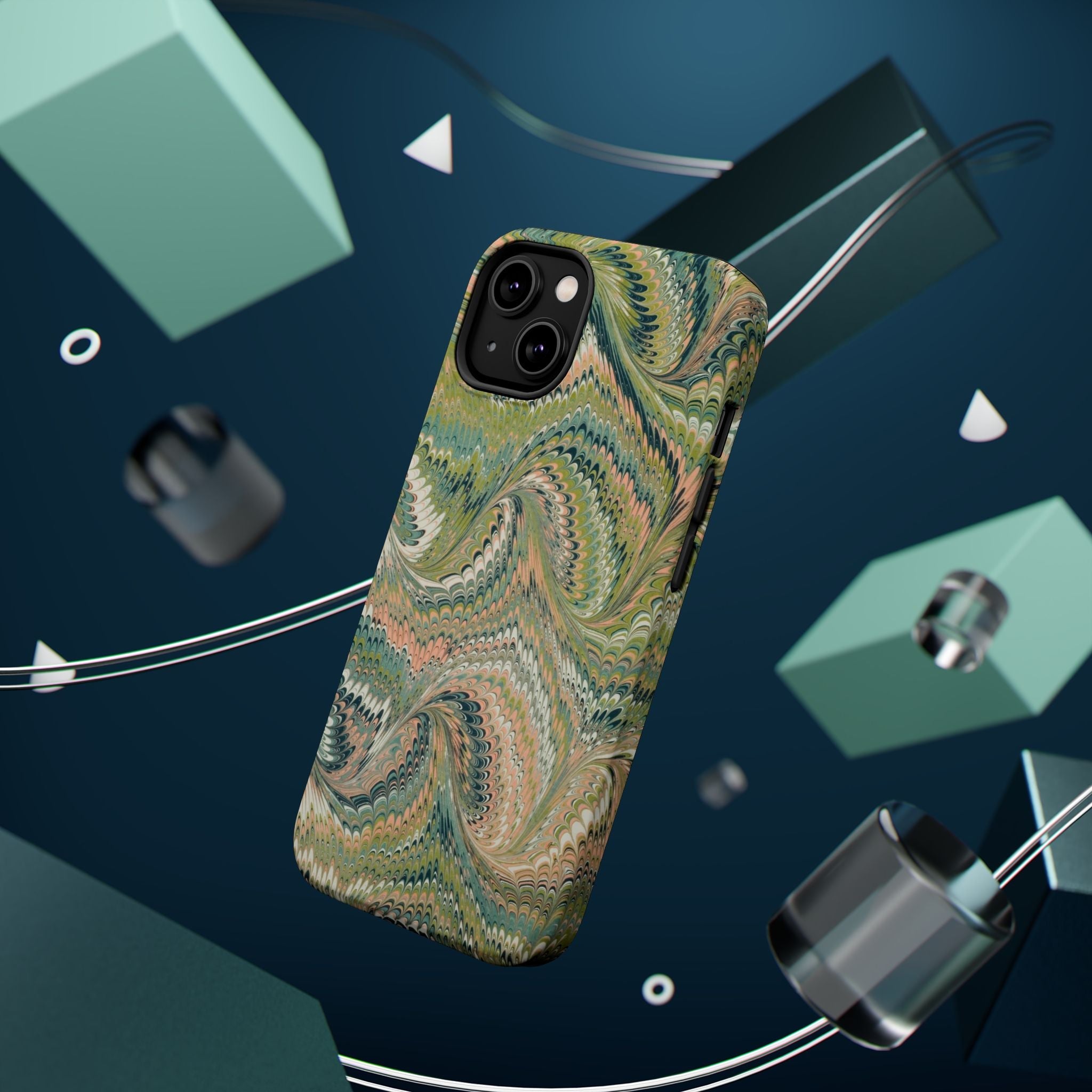 Green Pastel Italian Marble Design Magnetic MAG SAFE High Impact iPhone Cases