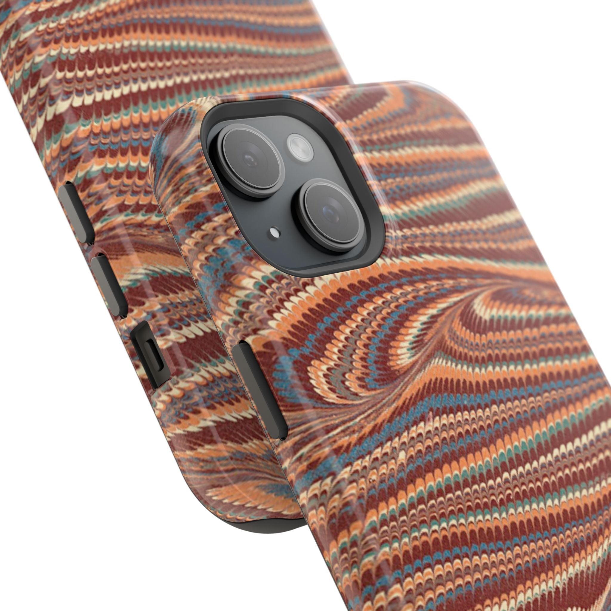 Neutrals Burgundy, Beige, Rust Hues Italian Vintage Marble Design Phone Case for Apple + Samsung