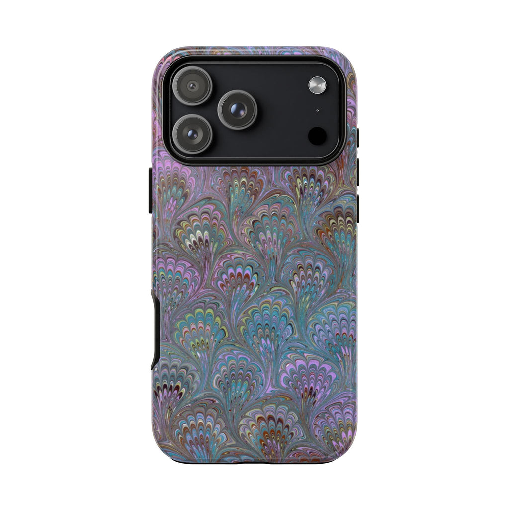 Lavender Marbled Peacock Durable Phone Case