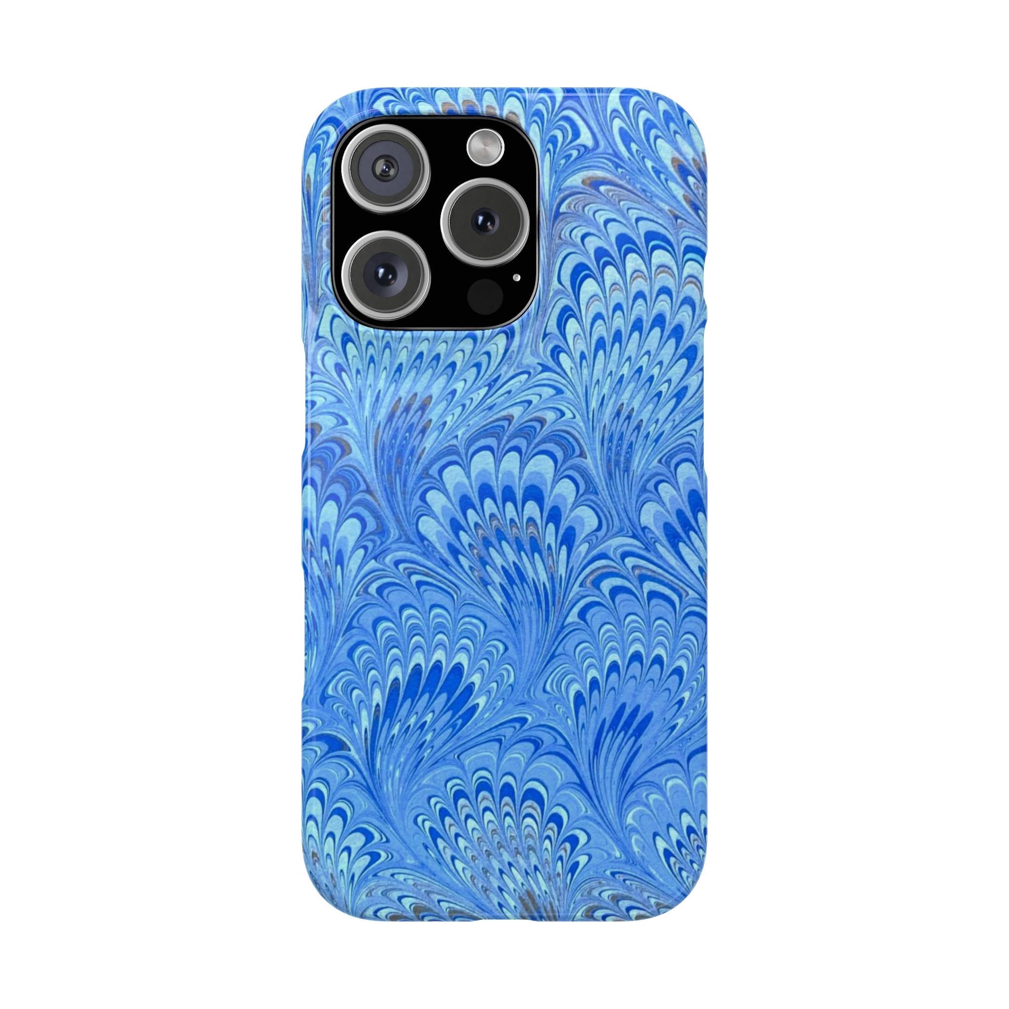 Marbled Feather Blue Swirl - Single Layer Slim Phone Case