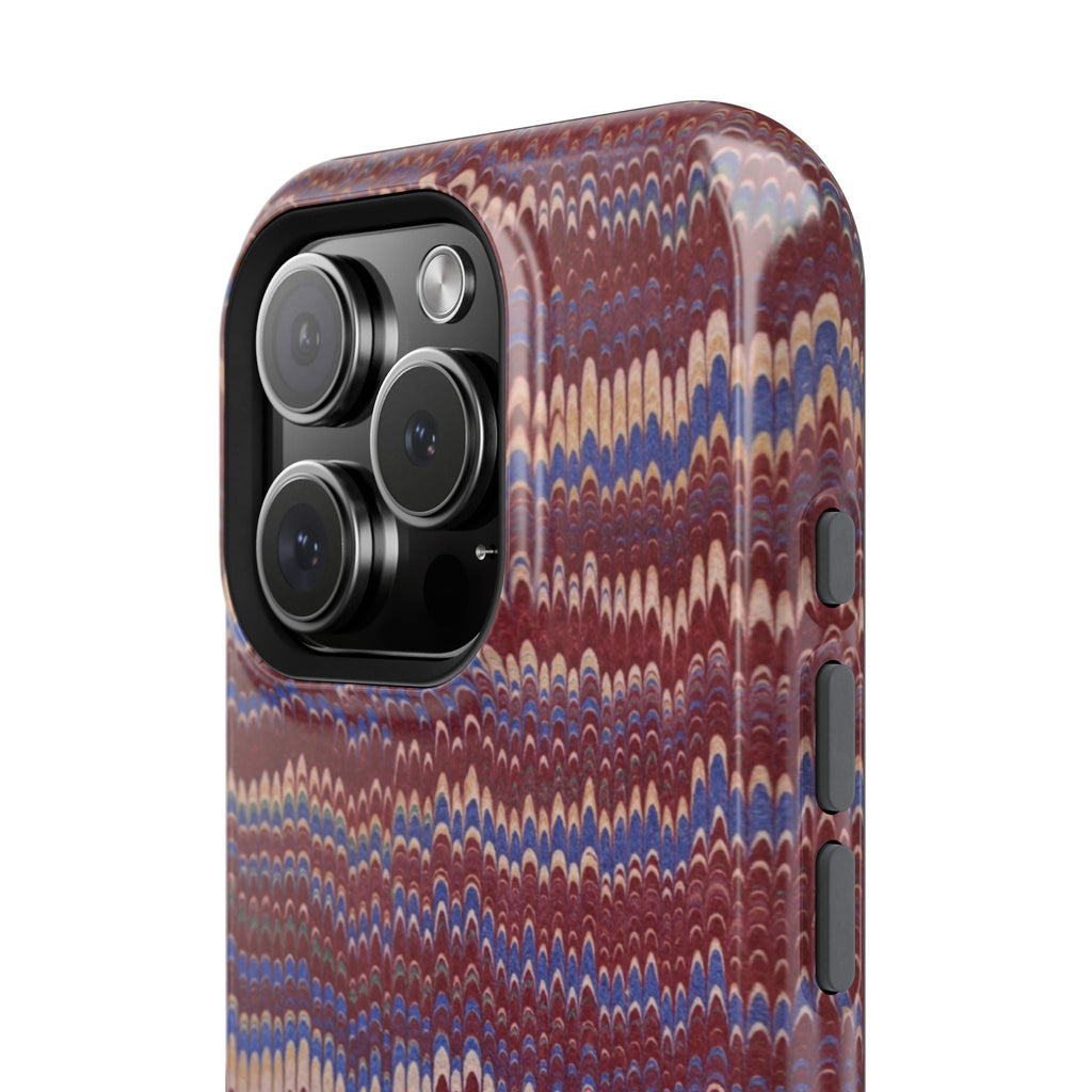 Burgundy and Blue Hues Italian Vintage Marble Design Phone Case for Apple + Samsung