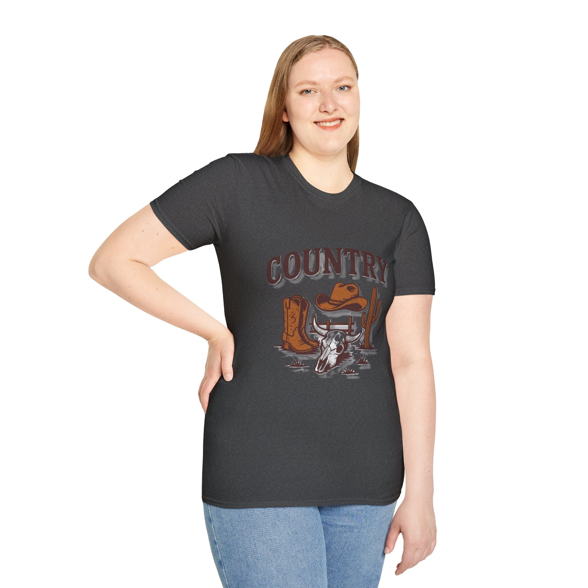 Country Western Skull Cowboy Boots T-Shirt | Cactus Ranch Rodeo