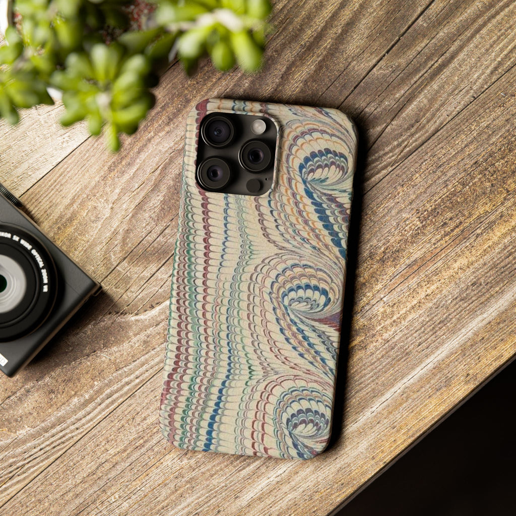 Italian Vintage Marbled Paper Design on iPhone Cases, Artistic Protection for Your Device in Elegant Beige, Blue, Burgundy