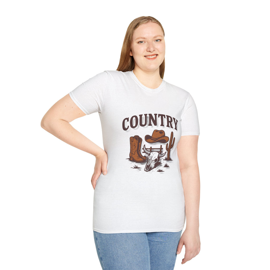 Country Western Skull Cowboy Boots T-Shirt | Cactus Ranch Rodeo