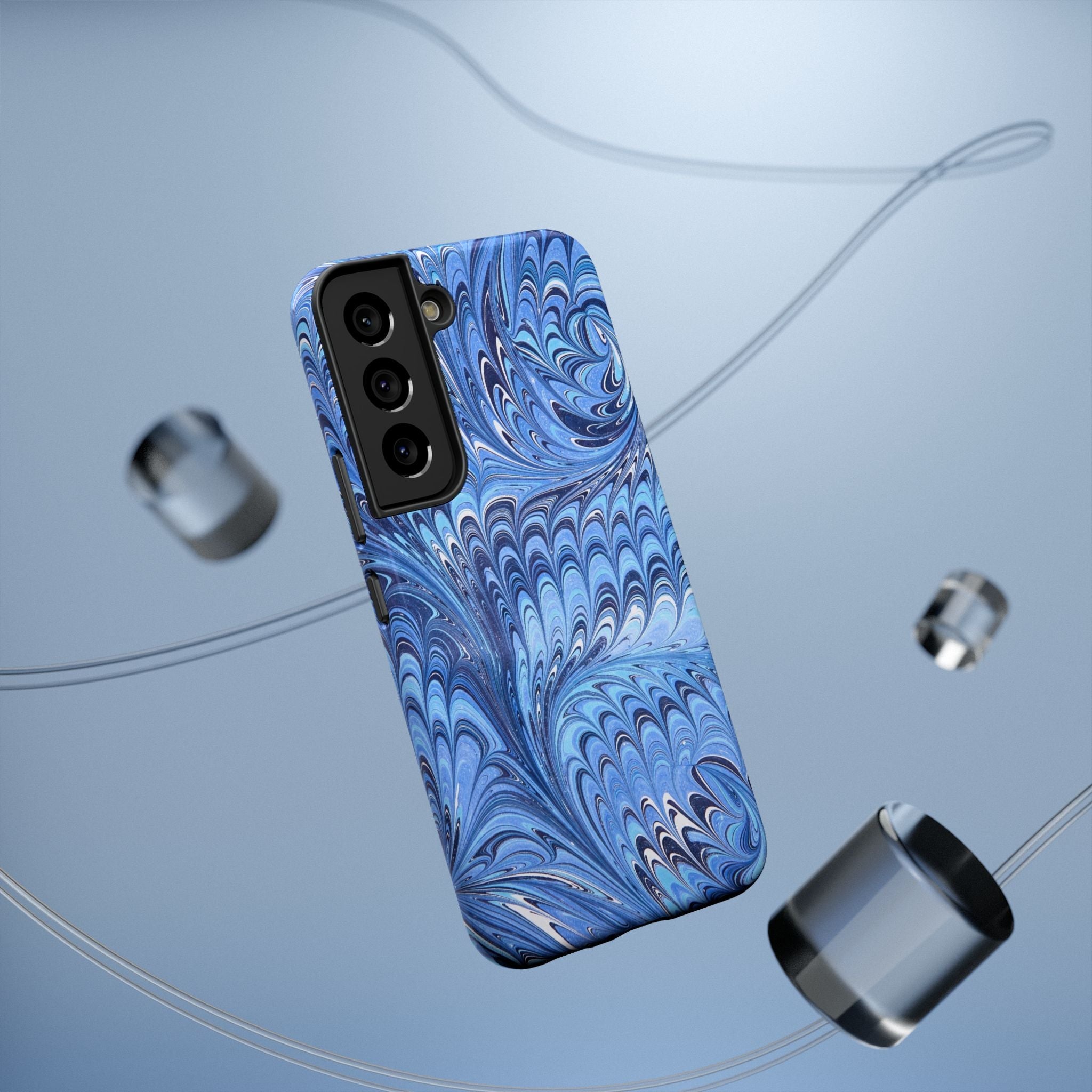 Blue Marbled Swirl Phone Case - Dual Layer Case