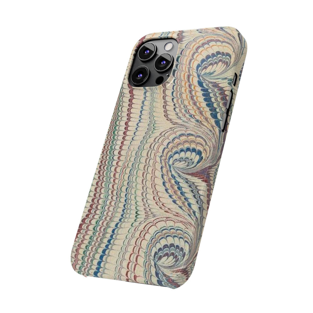 Italian Vintage Marbled Paper Design on iPhone Cases, Artistic Protection for Your Device in Elegant Beige, Blue, Burgundy