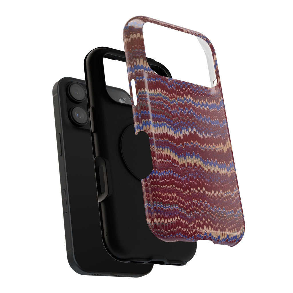 Burgundy and Blue Hues Italian Vintage Marble Design Phone Case for Apple + Samsung