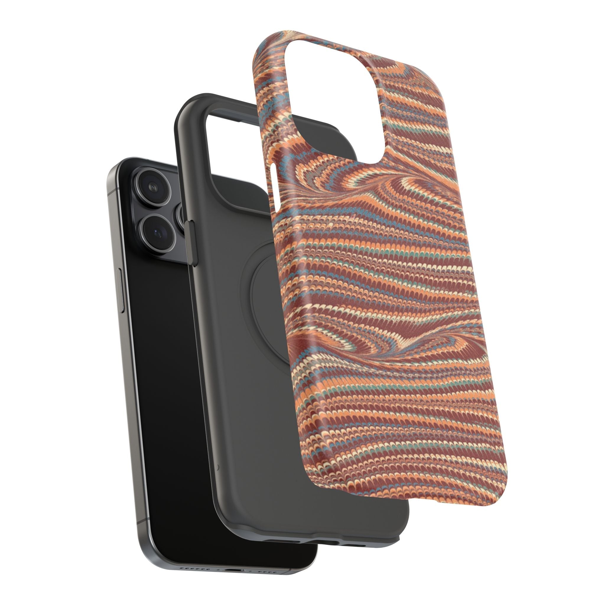 Neutrals Burgundy, Beige, Rust Hues Italian Vintage Marble Design Phone Case for Apple + Samsung