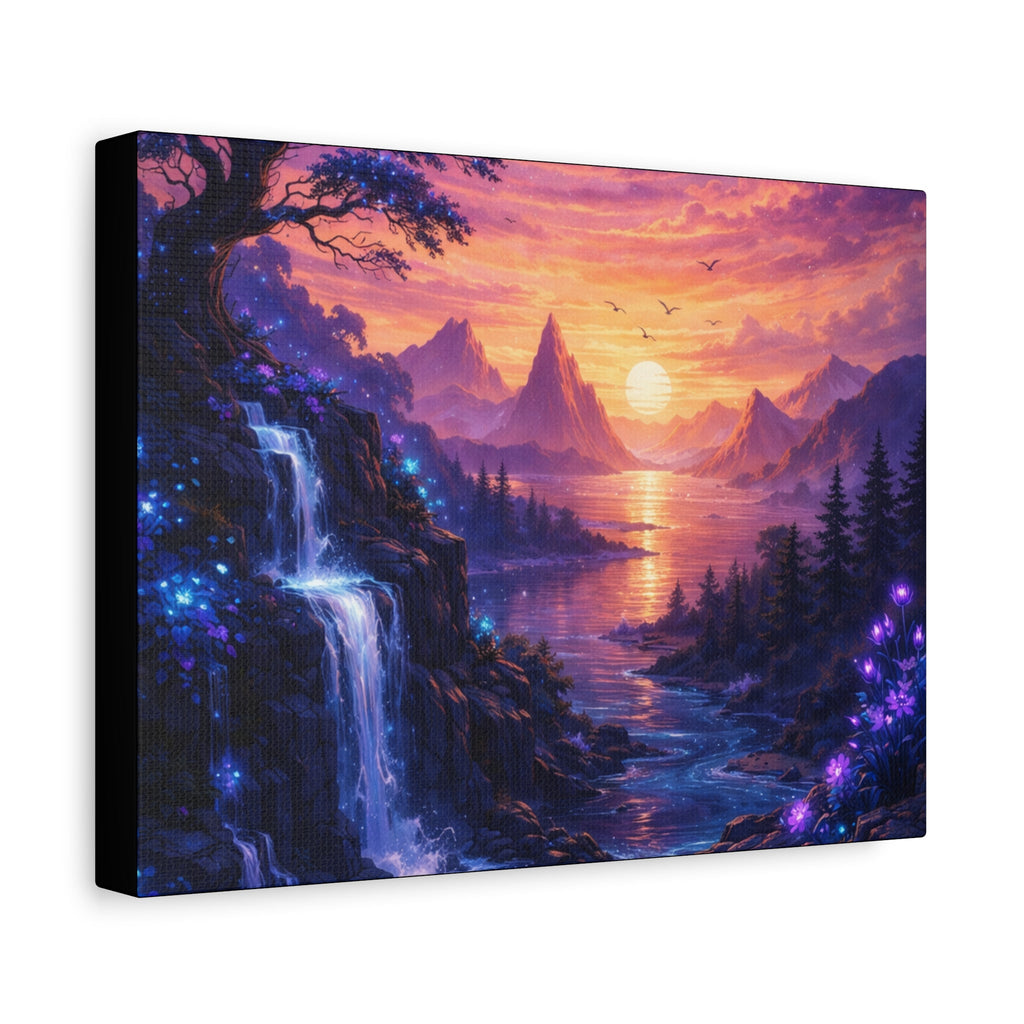 Sunset Fantasy Landscape Canvas Print — Stretched Matte Wall Art