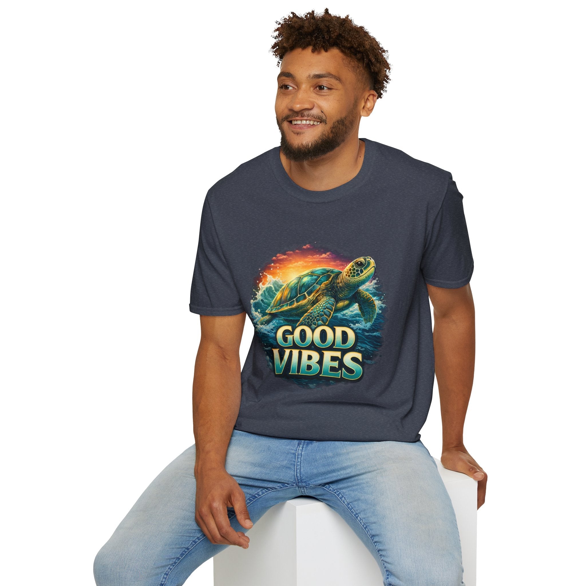 Sea Turtle 'Good Vibes' T-Shirt — Coastal Summer Surf Tee