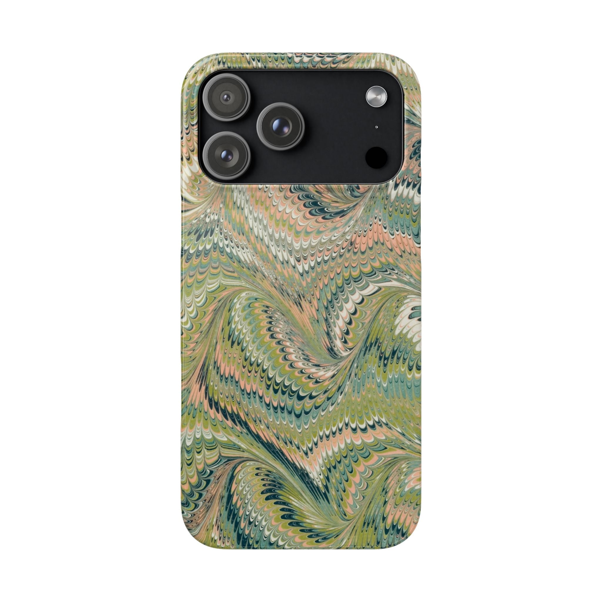 Green + Pink Pastel Marbled Swirl Phone Case - Single Layer Slim Case