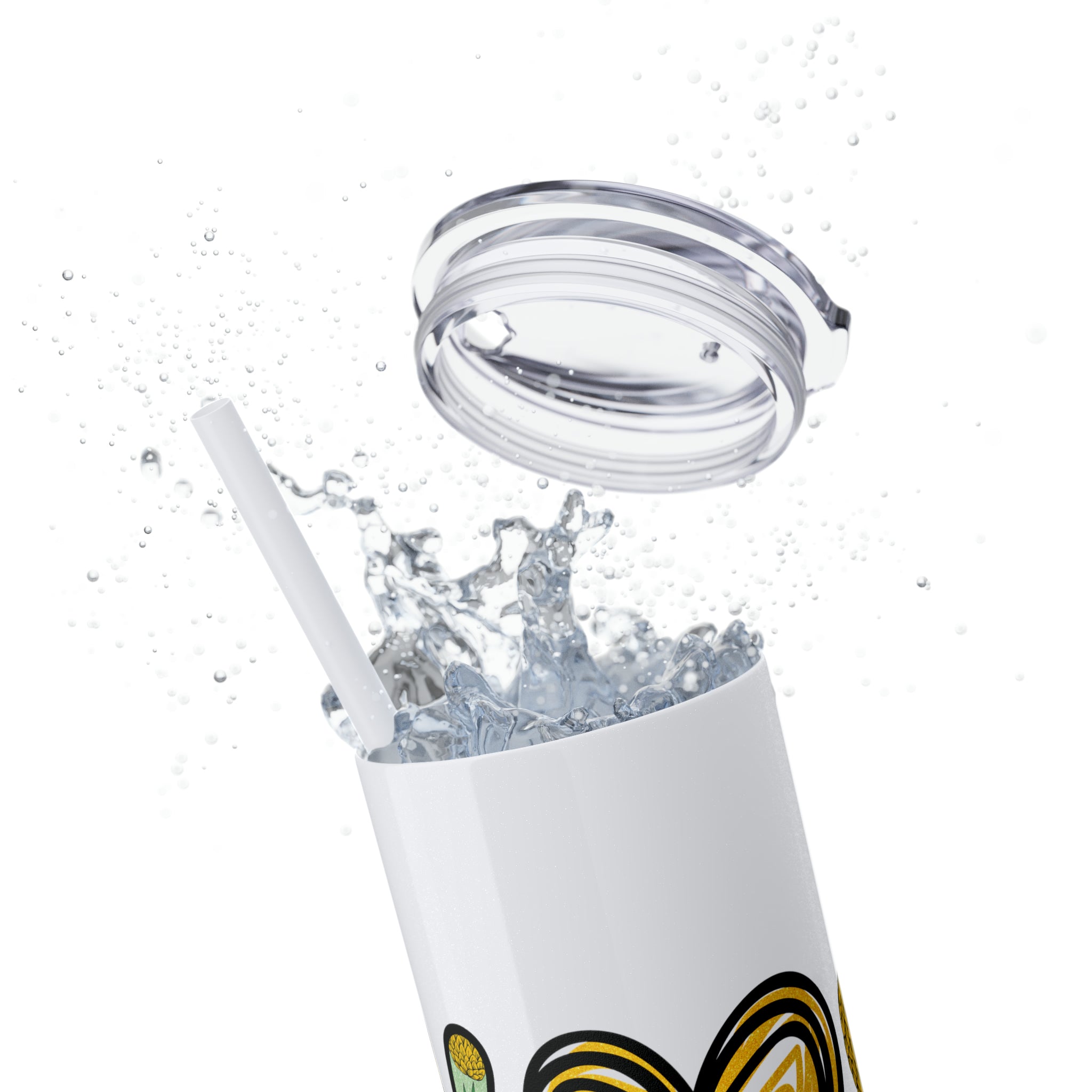 Peace, Love & Pineapple Skinny Tumbler with Straw, 20oz