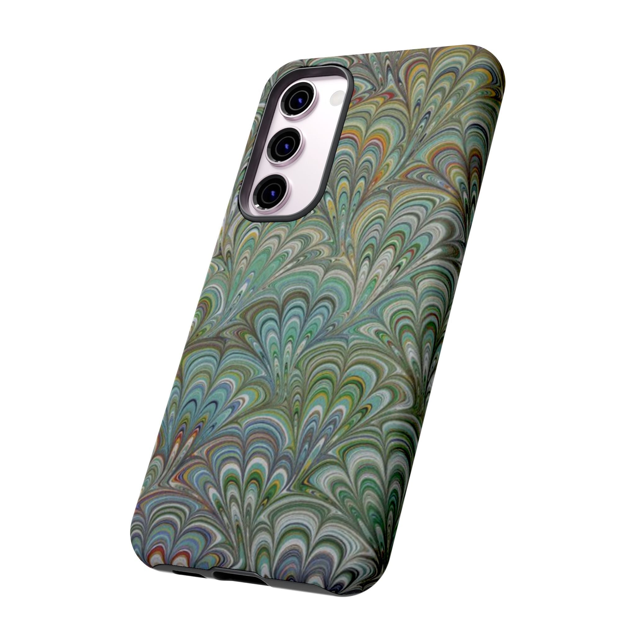 Green Peacock Marbled Phone Case — "Tough Cases" Ultra-Tough Protective Cover