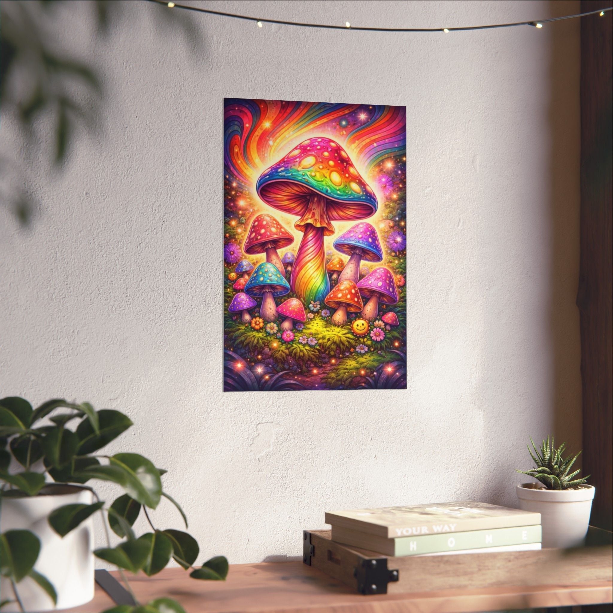 Psychedelic Rainbow Mushroom Poster