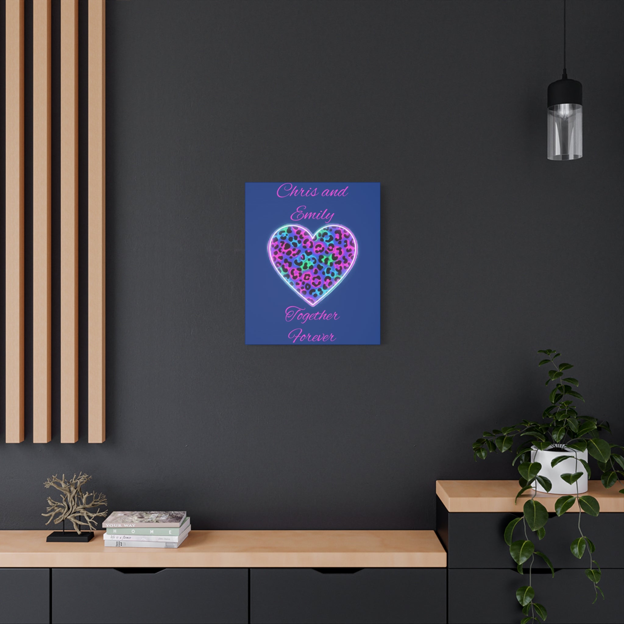 Personalized Neon Leopard Heart Canvas - Make it your own