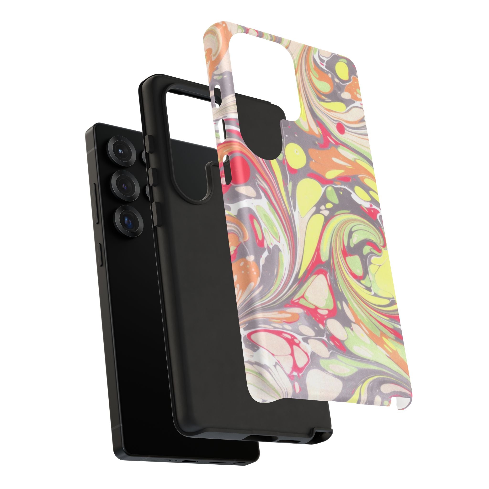 Yellow and Pink Swirl Marbled Italian Phone Case - Dual Layer - Matte or Glossy