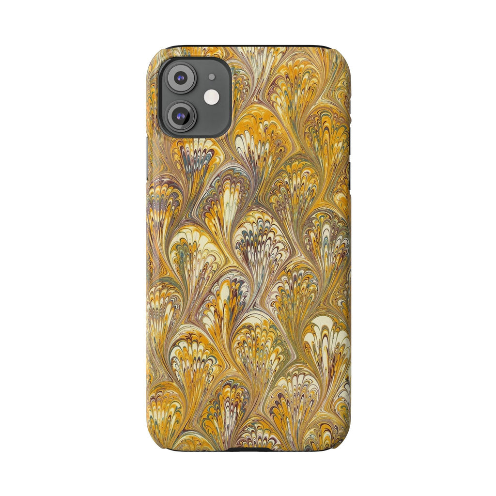 Golden Yelllow Hand-Marbled Florentine Italian Phone Case for iPhone 17 and all sizes