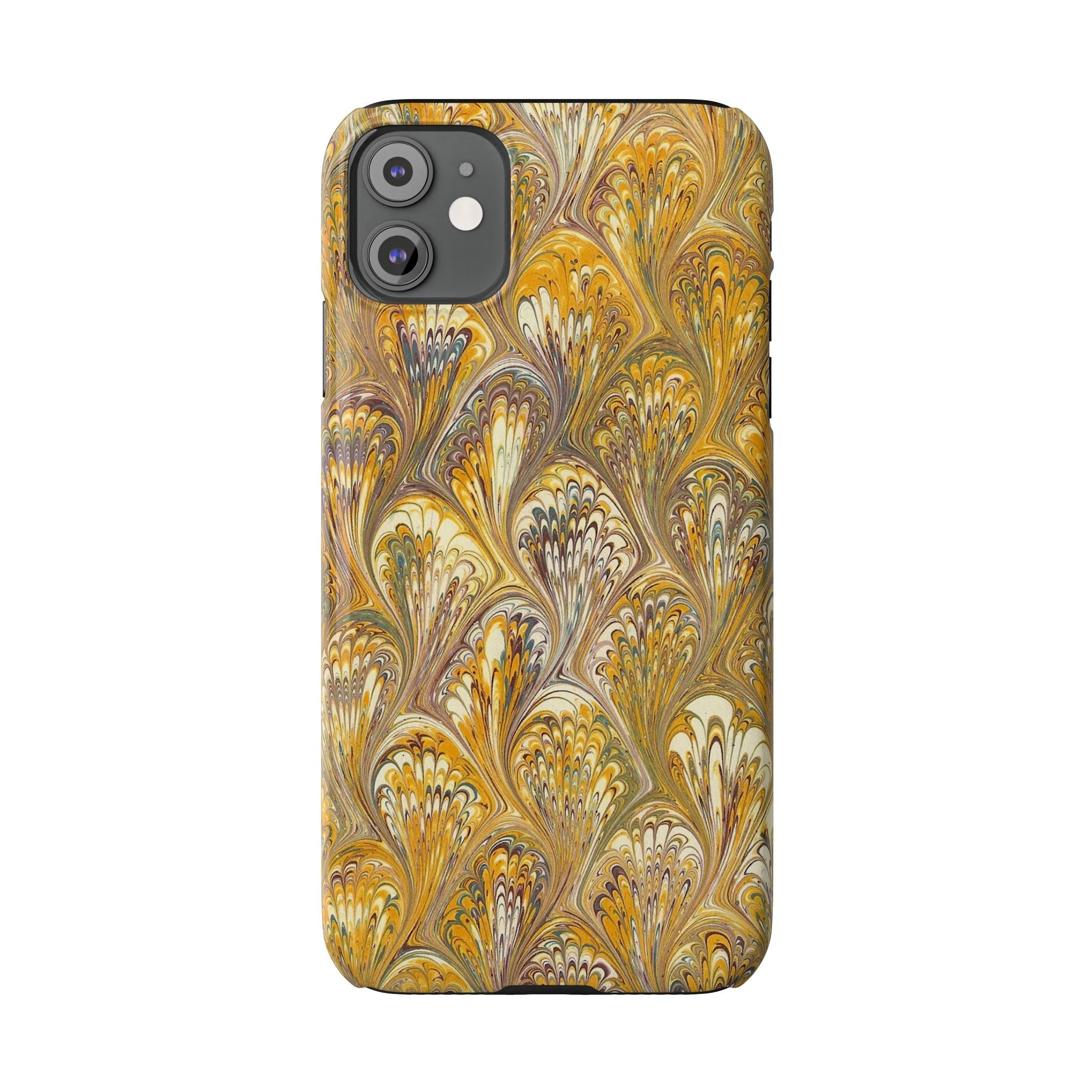 Golden Yelllow Hand-Marbled Florentine Italian Phone Case for iPhone 17 and all sizes