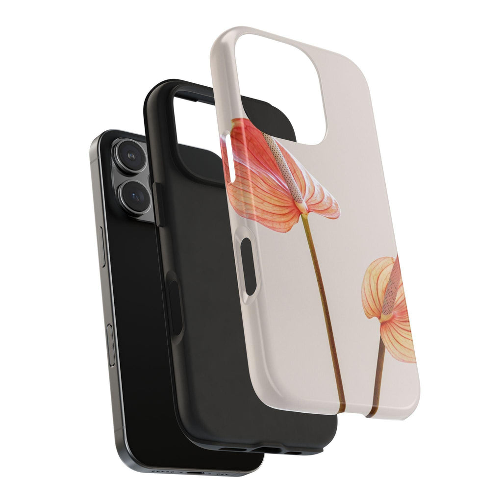 Orange Flower with Leaves Tough Phone Cases