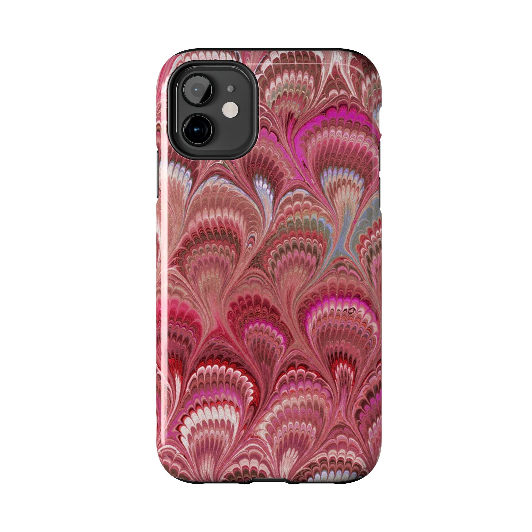 Pink Peacock Marble Italian Tough Phone Case — Durable Marbled Phone Case