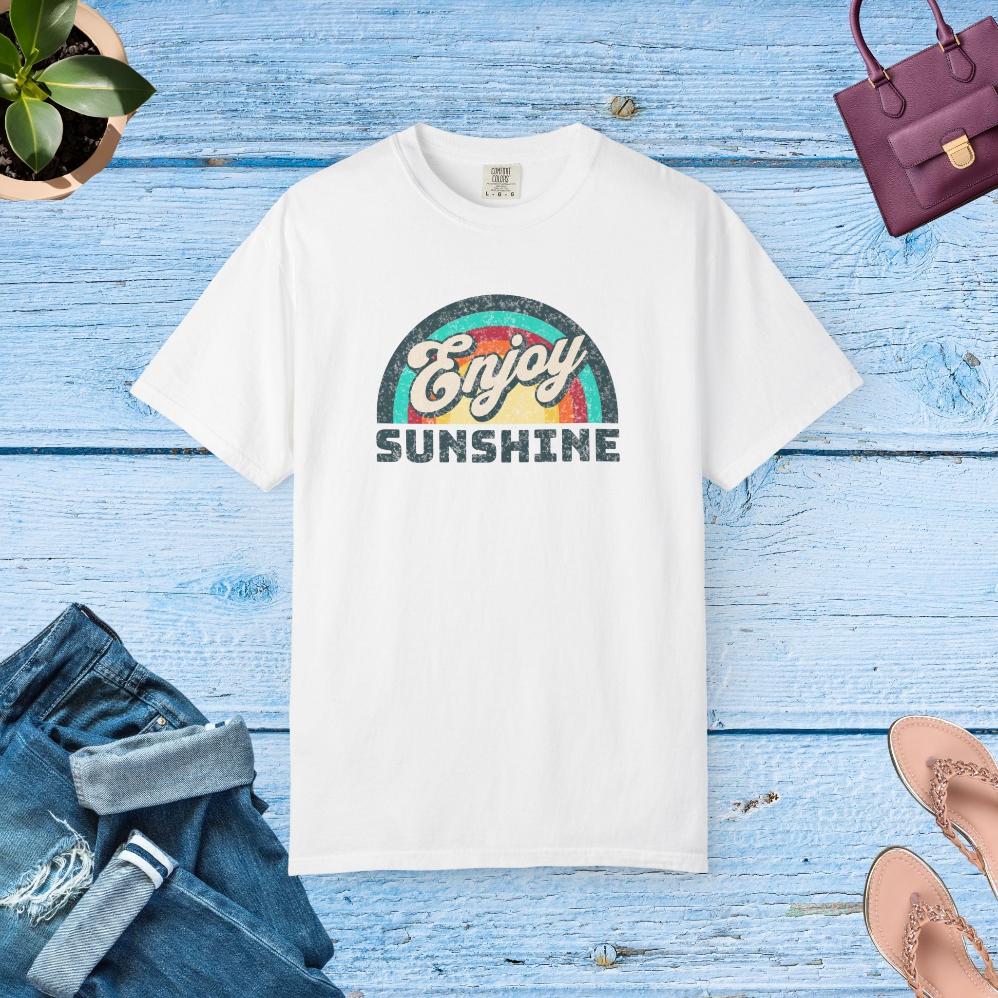 Unisex Garment-Dyed T-Shirt - Enjoy Sunshine Ring-Spun Cotton - DipaliZ