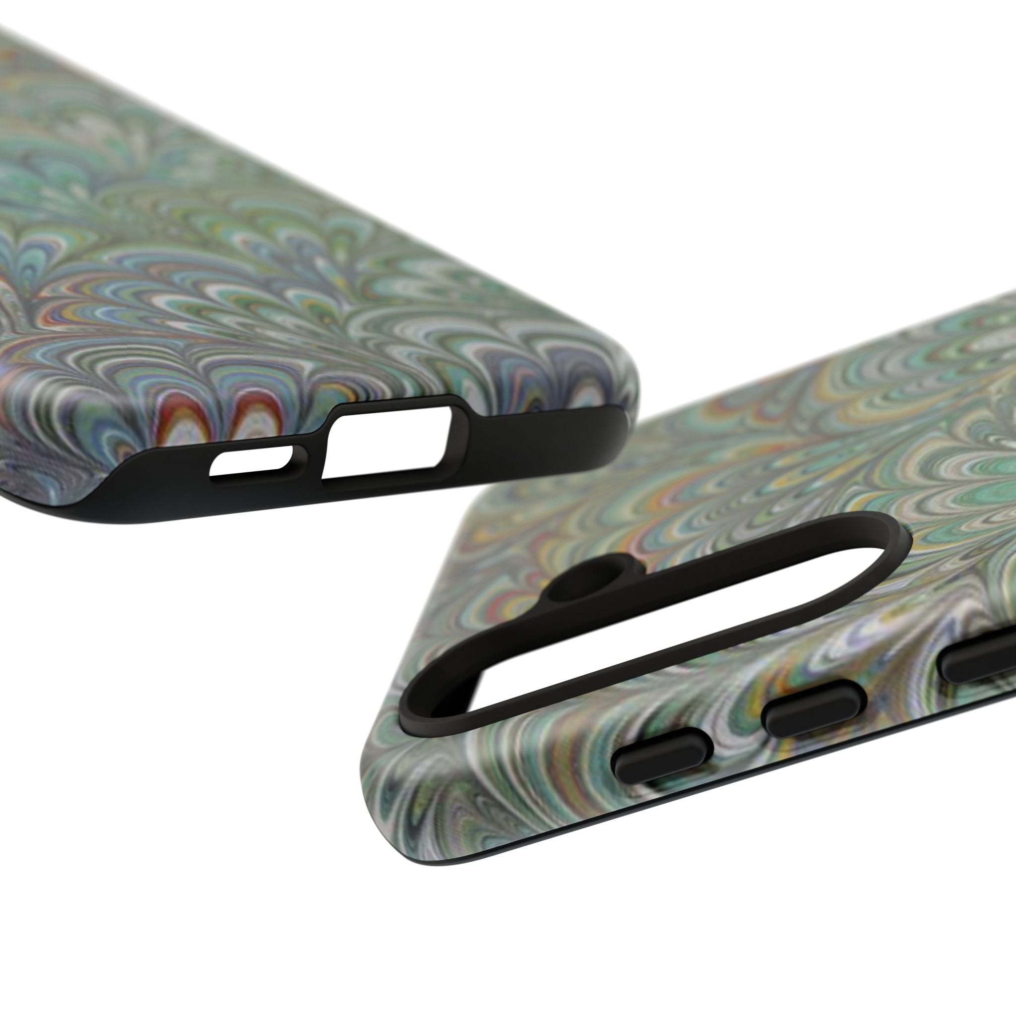 Green Marbled Peacock Durable Phone Case - Matte or Glossy