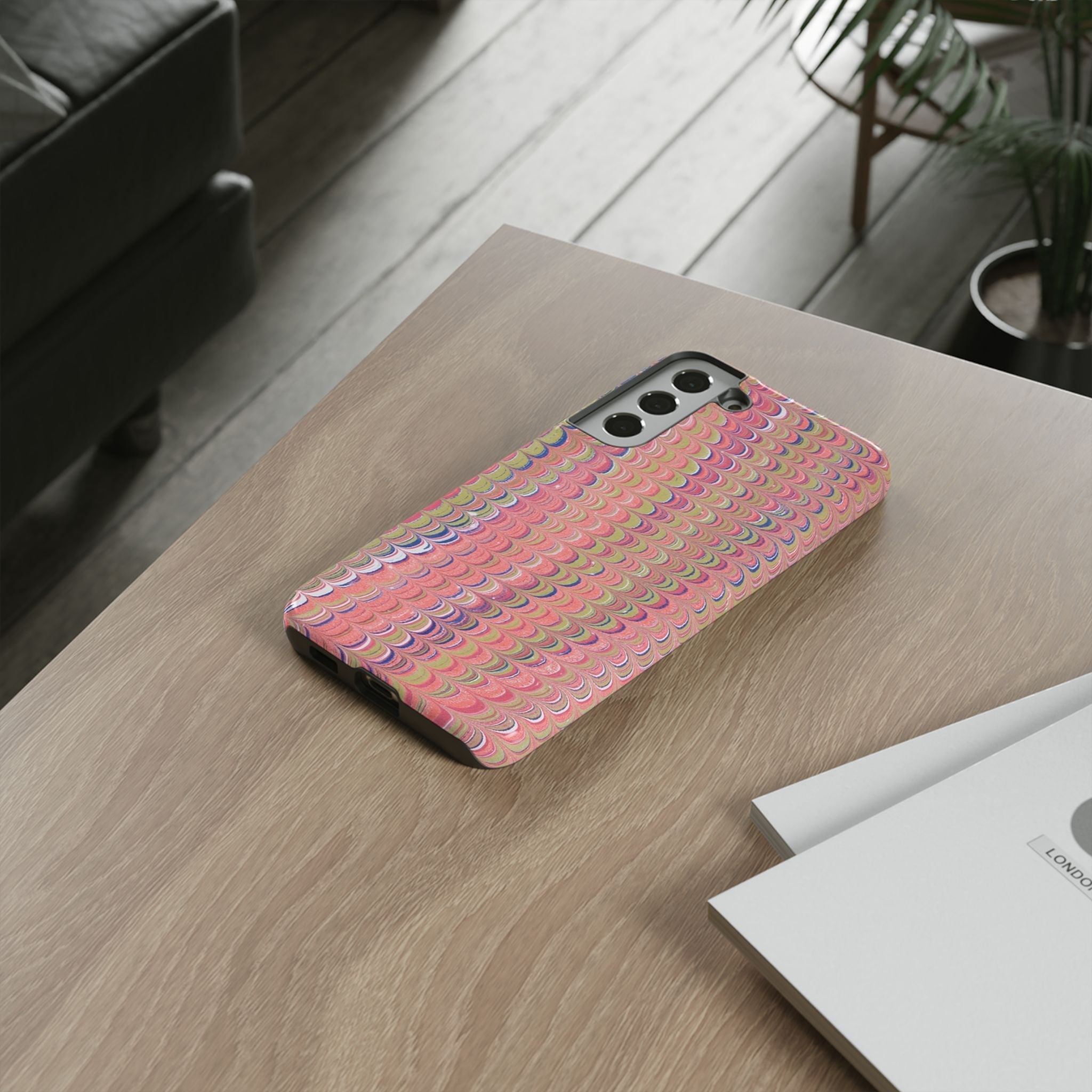 Pink Pastels Feather Marbled Vintage Design iPhone 16 + Samsung + Apple + Google - all models