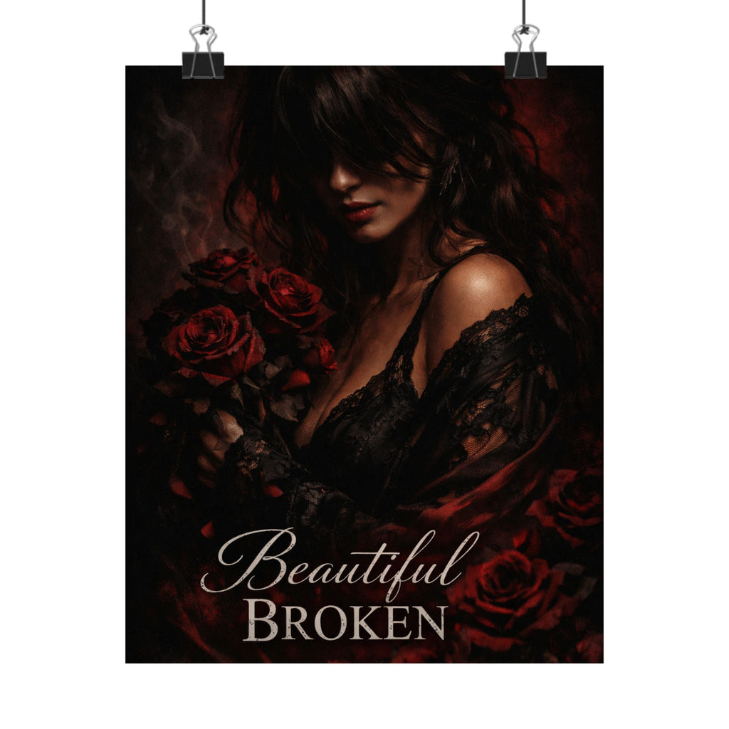 Beautifully Broken Matte Poster - Gothic Rose Portrait Wall Art