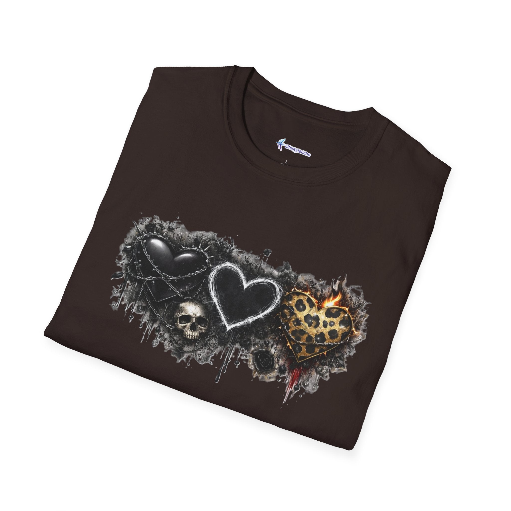 Grungy Hearts and Skulls Graphic T-Shirt