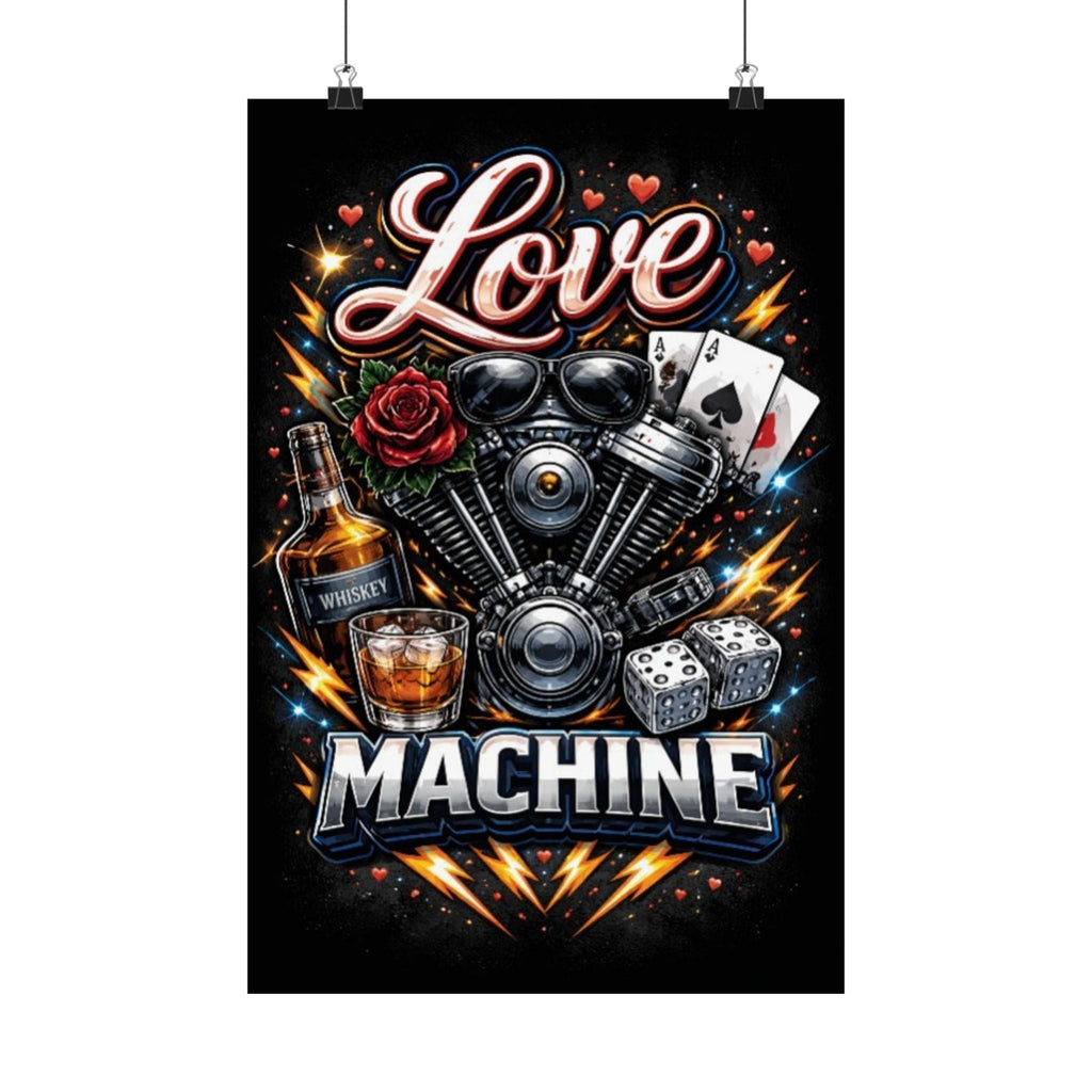 Love Machine Motorcycle Poster — Vintage Biker Art Matte Vertical Print