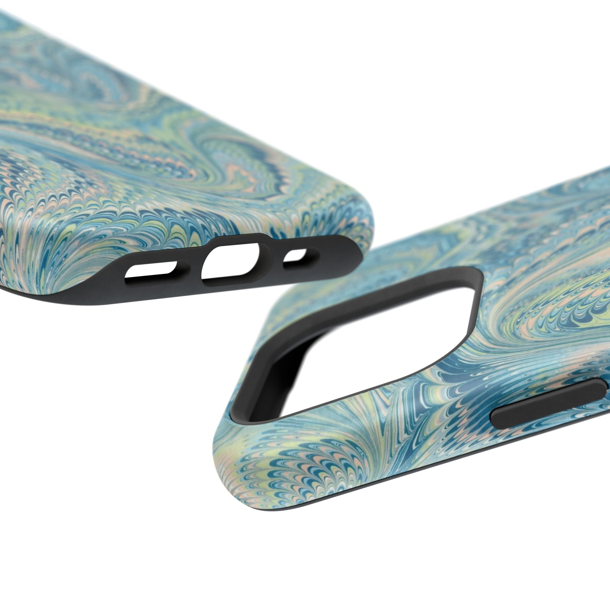 Aqua + Green Marble Phone Case - Impact-Resistant MAG SAFE - Dual Cover Design