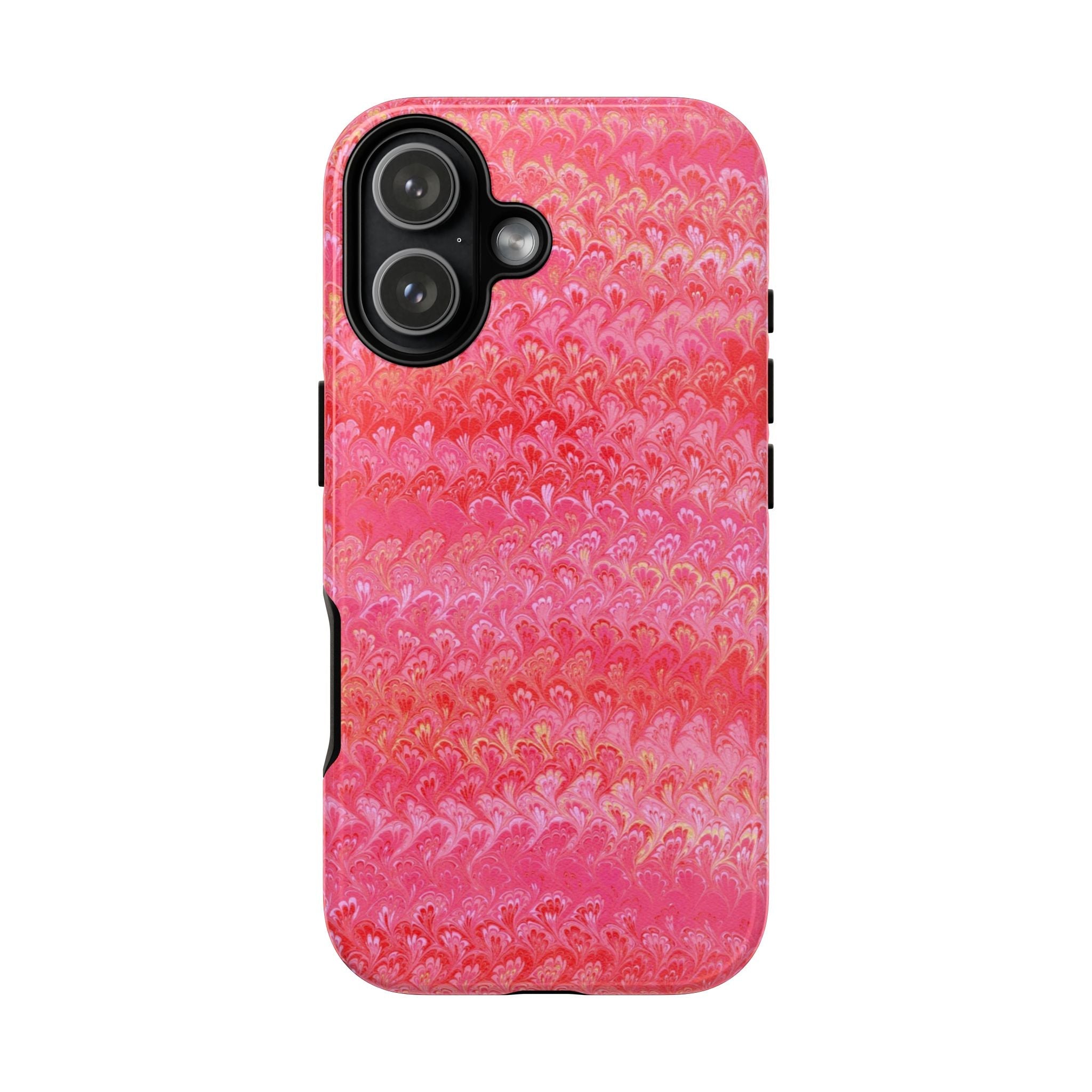 Pink and Gold Marbled Peacock Durable Phone Case - Dual Layer Design - Matte or Glossy
