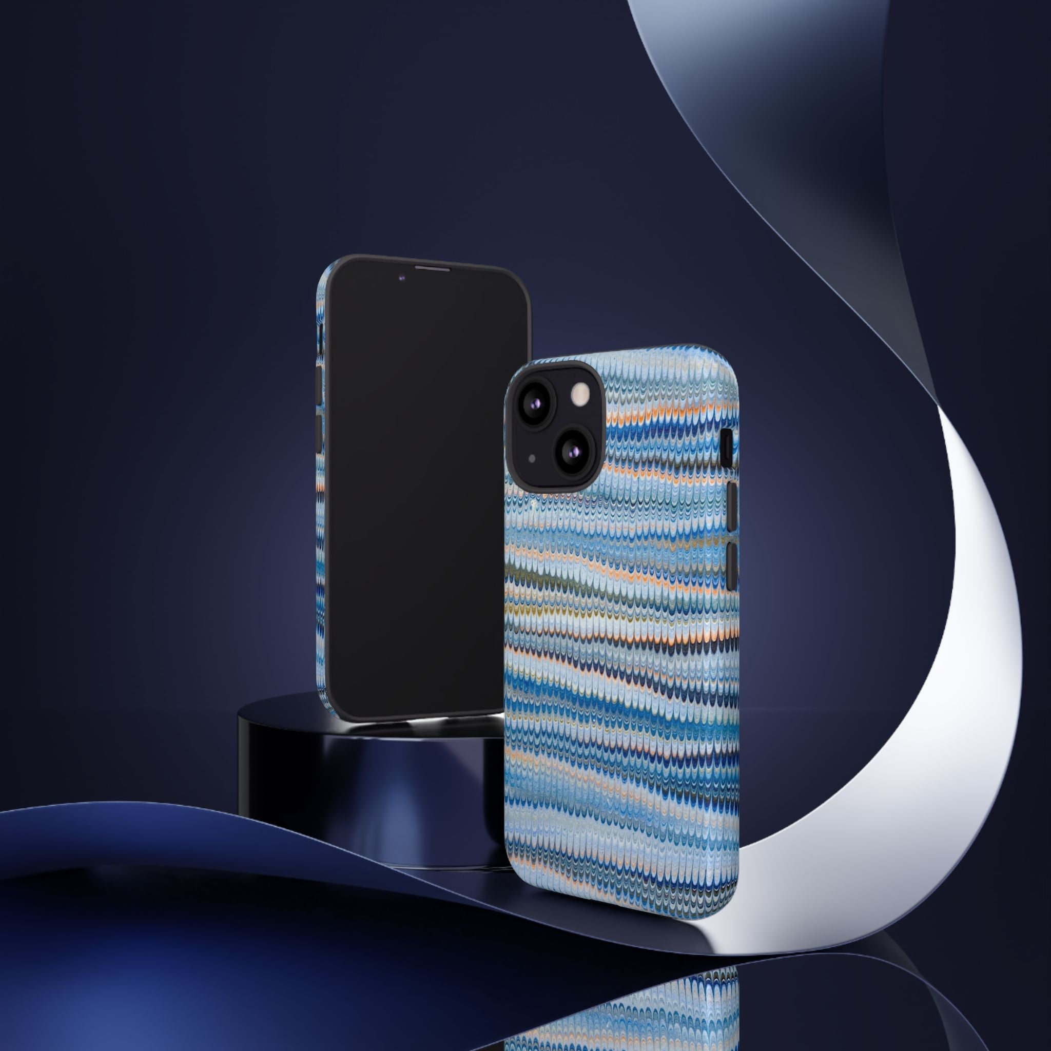 Blue Marbled Phone Cases iPhone + Samsung - all models, Vintage Marbled Design - Tough Cases