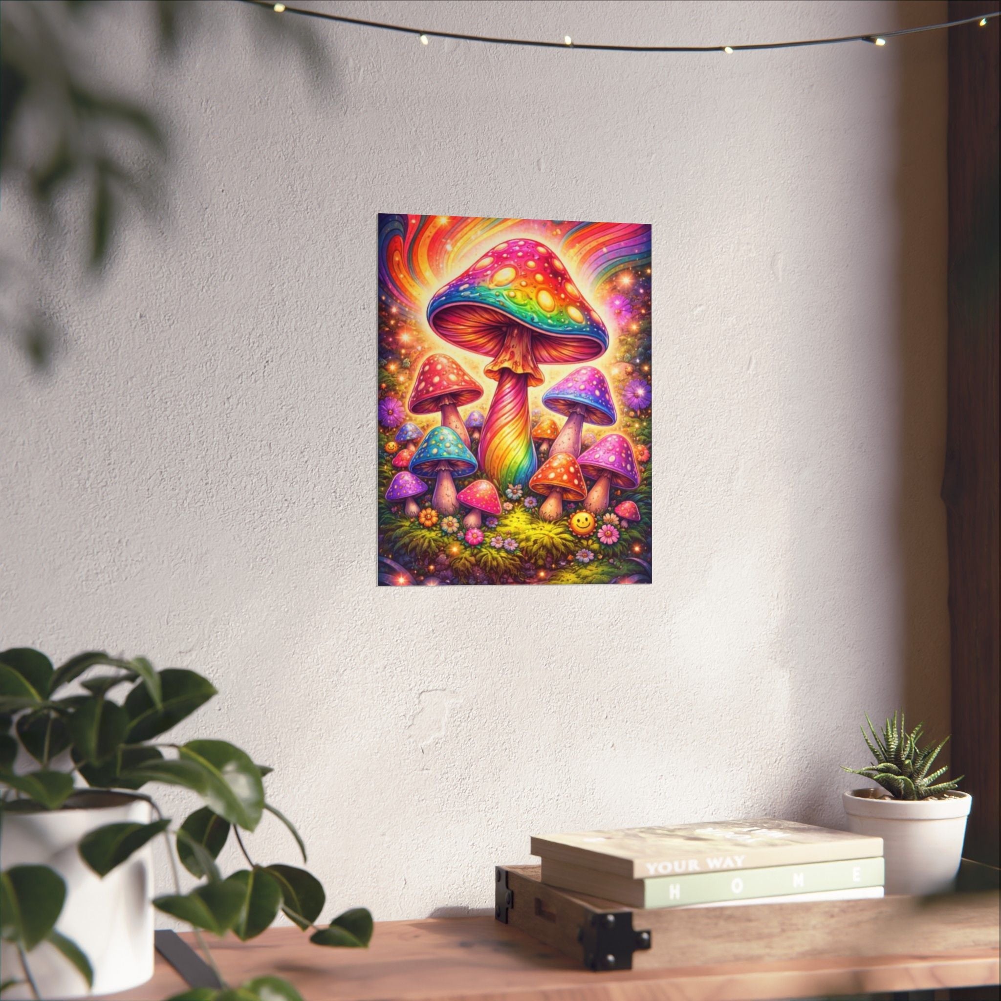 Psychedelic Rainbow Mushroom Poster