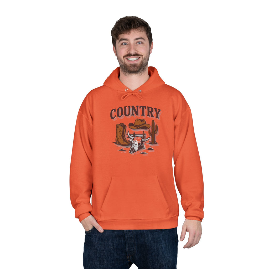 Country Western Hoodie — Cowboy Boots, Hat & Cactus Pullover