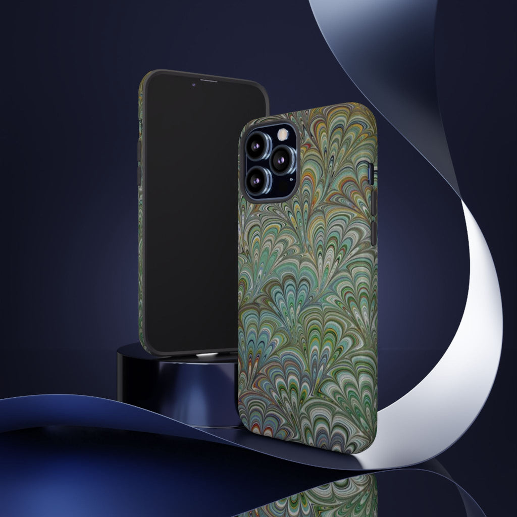 Green Peacock Marbled Phone Case — "Tough Cases" Ultra-Tough Protective Cover