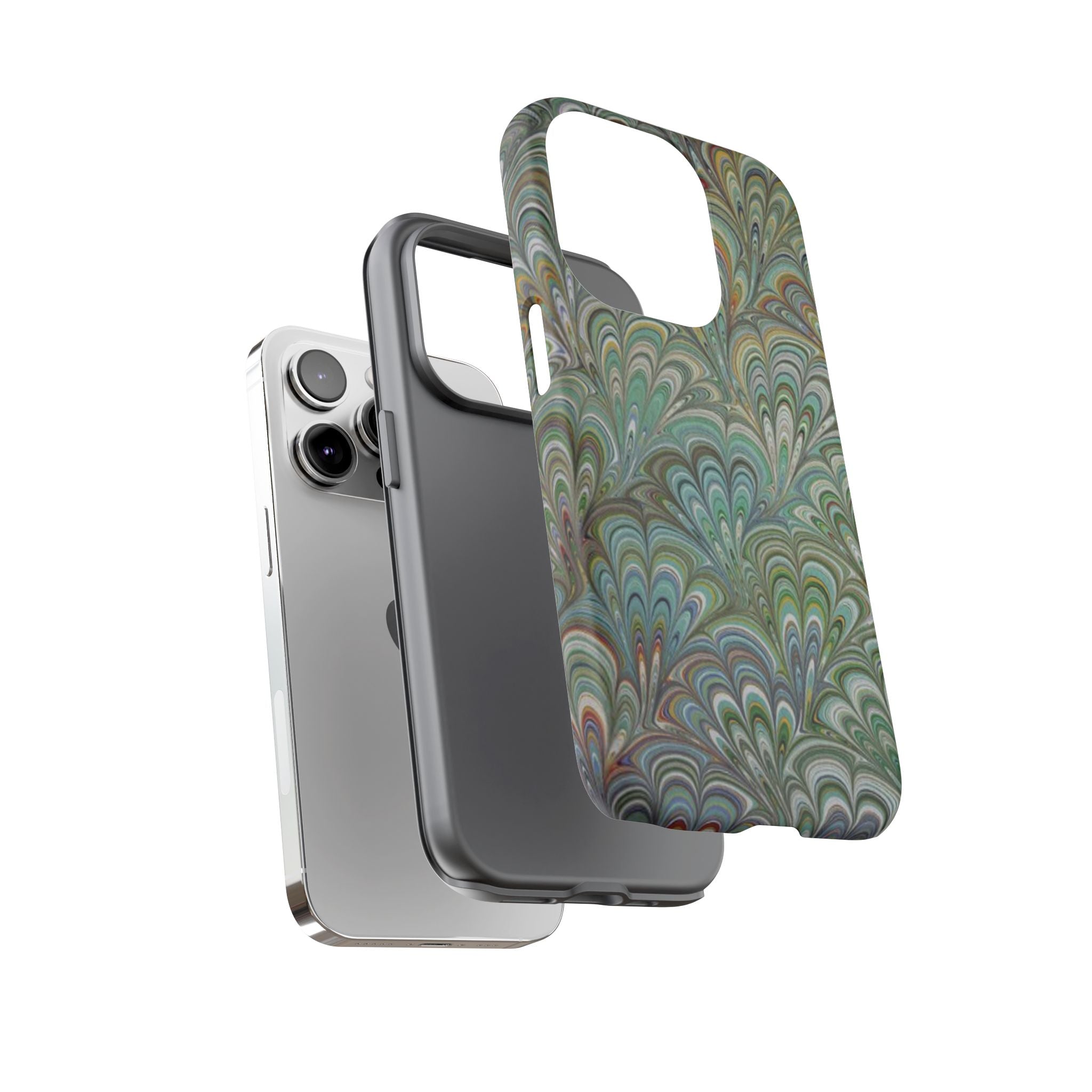Green Peacock Marbled Phone Case — "Tough Cases" Ultra-Tough Protective Cover