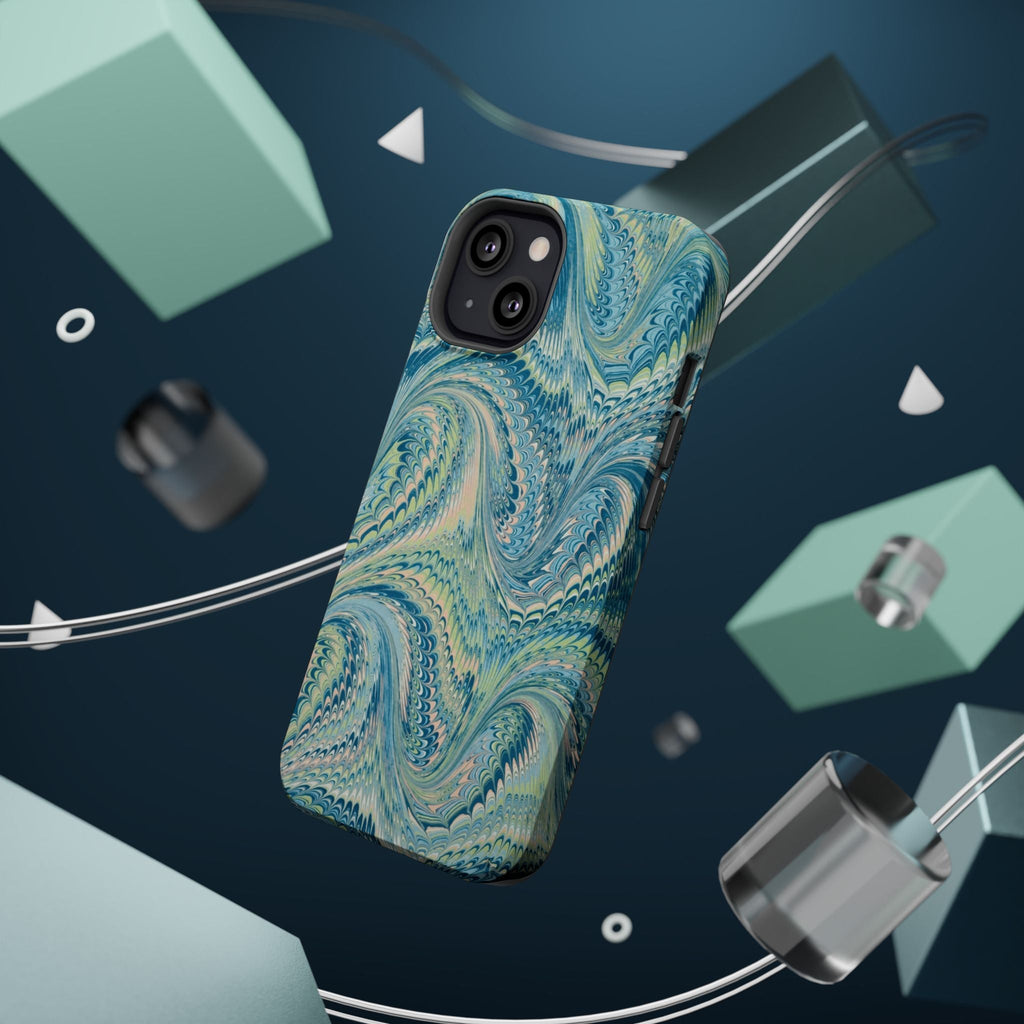 Aqua + Green Marble Phone Case - Impact-Resistant MAG SAFE - Dual Cover Design