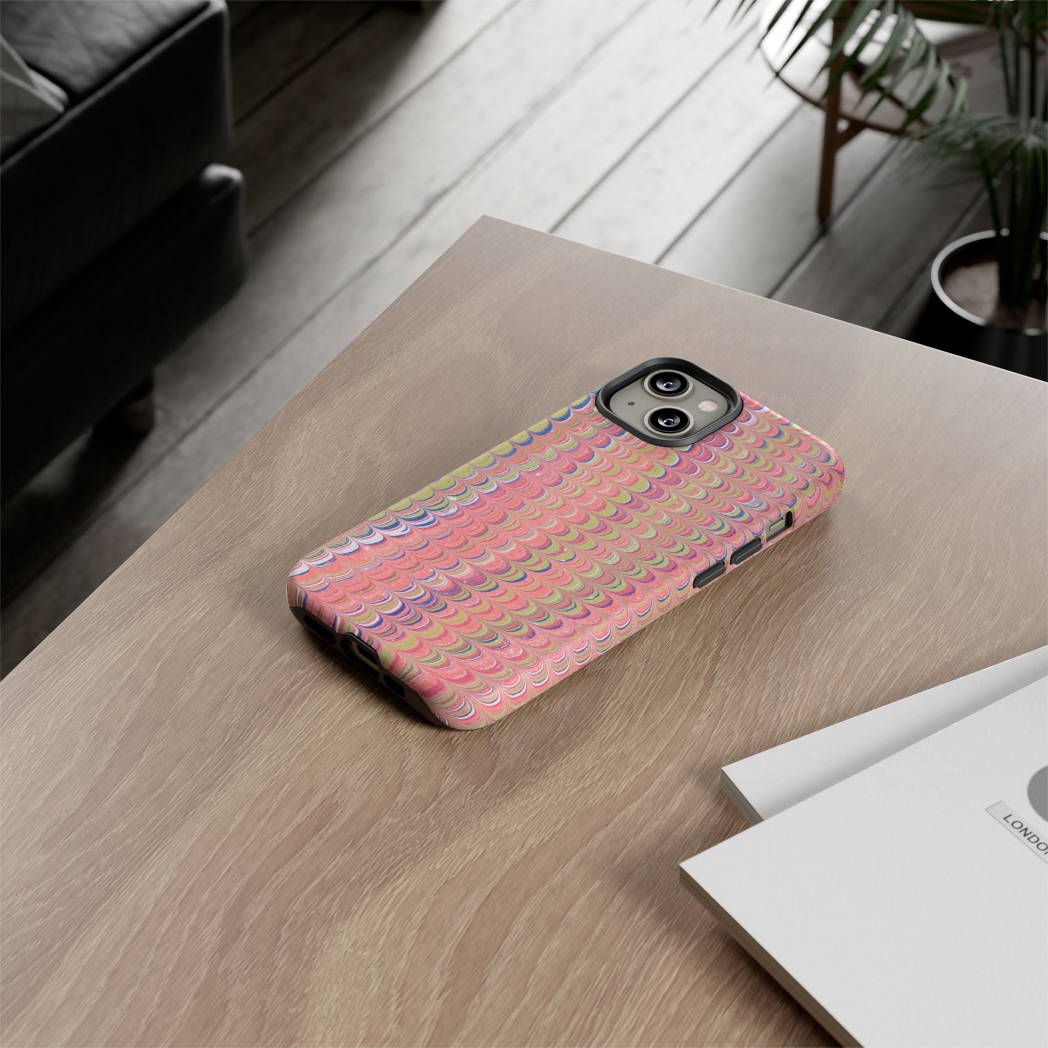 Pink Pastels Feather Marbled Vintage Design iPhone 16 + Samsung + Apple + Google - all models