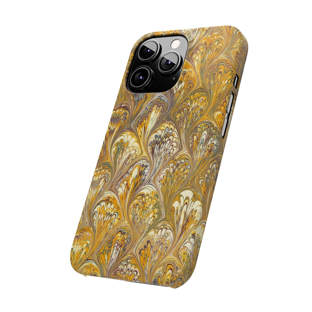 Golden Yelllow Hand-Marbled Florentine Italian Phone Case for iPhone 17 and all sizes