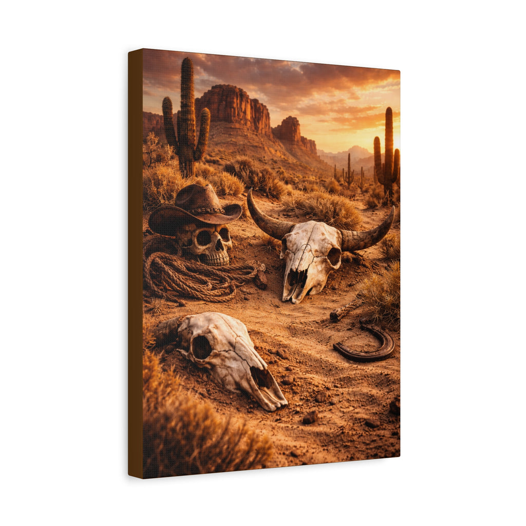 Desert Skull Canvas Art — Western Cowboy Rodeo Wall Decor