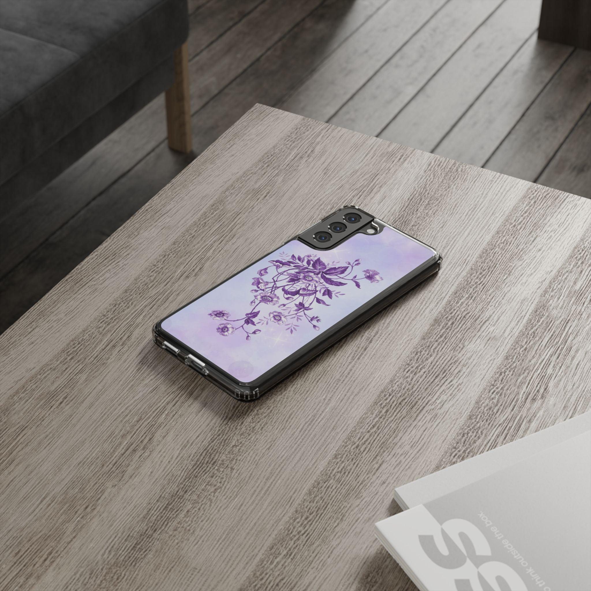Floral design In Purple Clear Cases