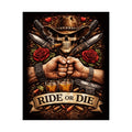 Ride or Die Skull Poster — Cowboy Skull, Fist Bump Motorcycle Bar Art