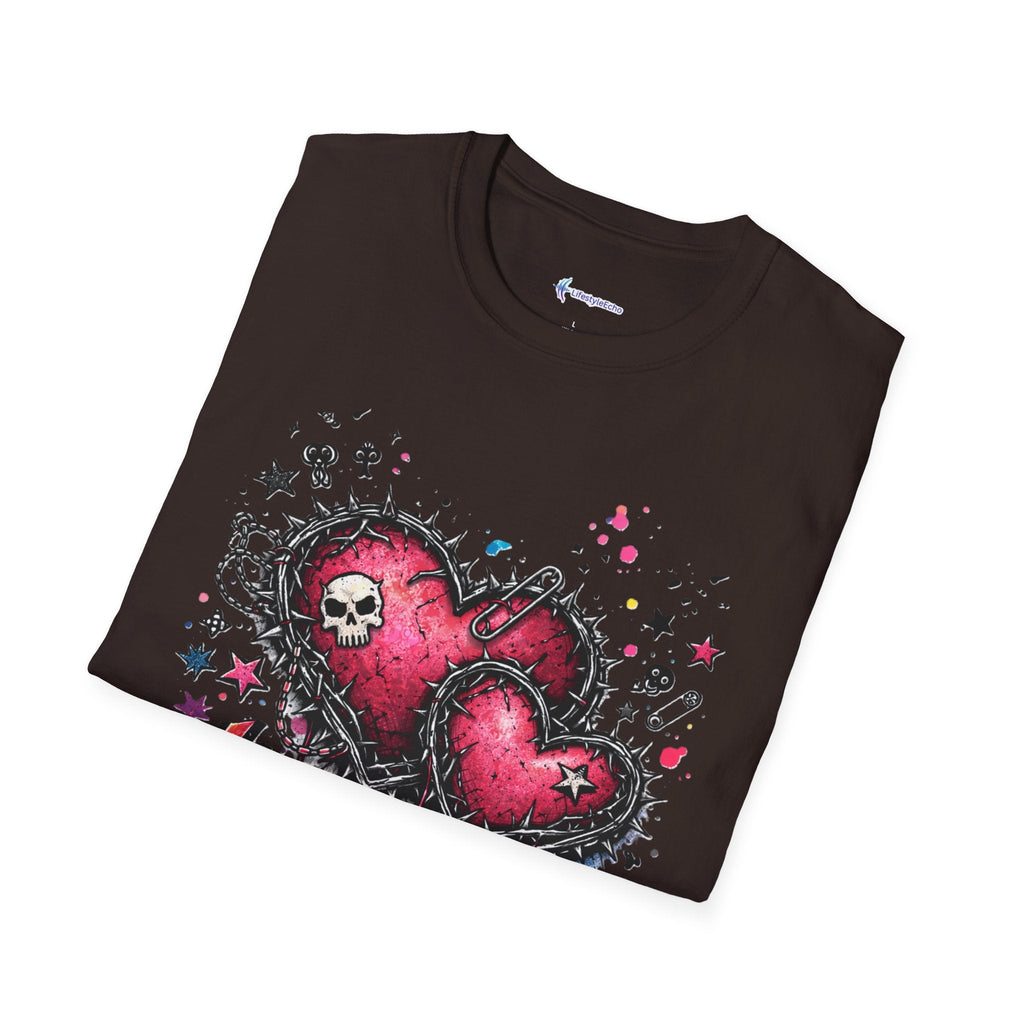 Punk Rock Valentines T-Shirt - Hearts & Skulls Graphic