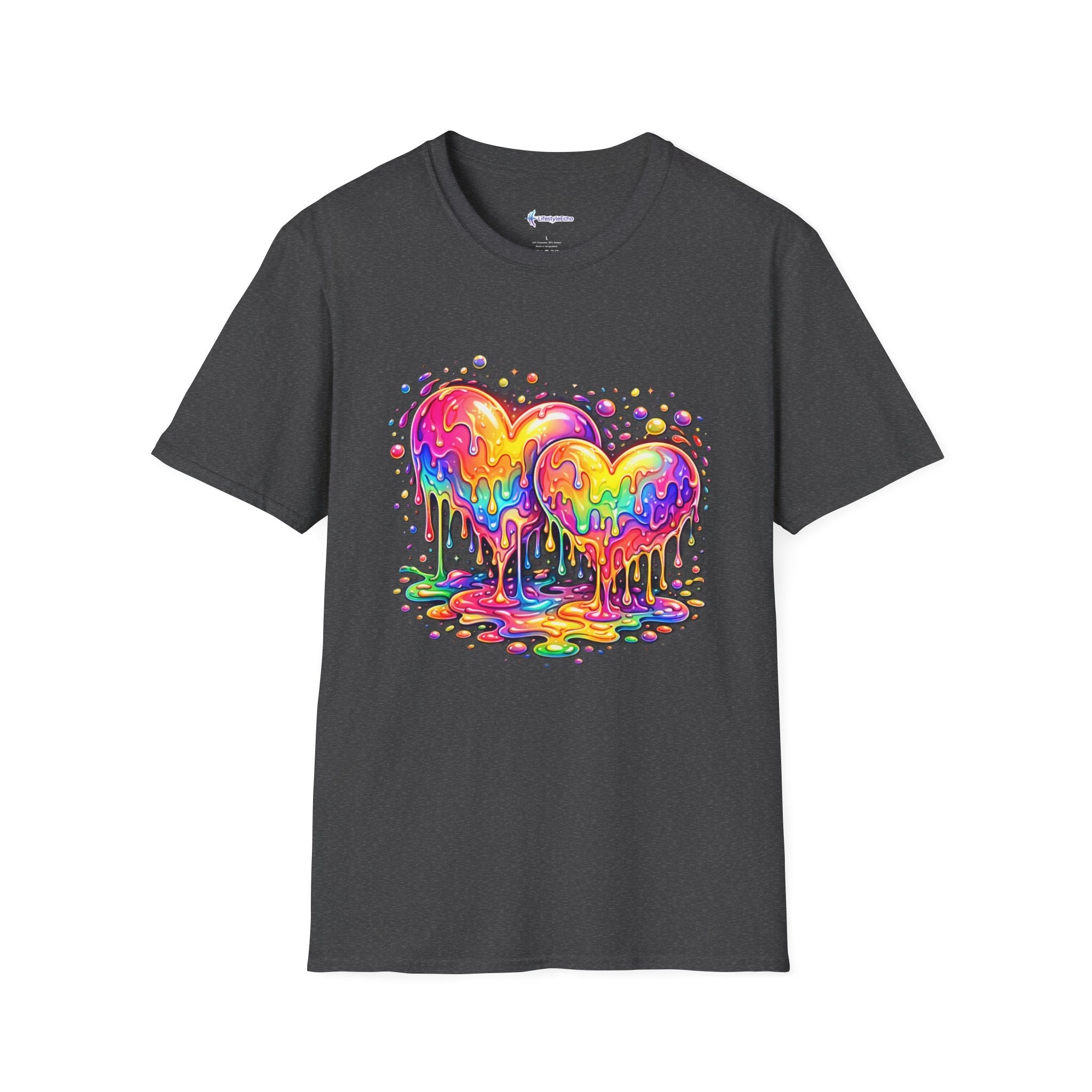 Melting Hearts Tee - Vibrant Double Heart Graphic T-Shirt
