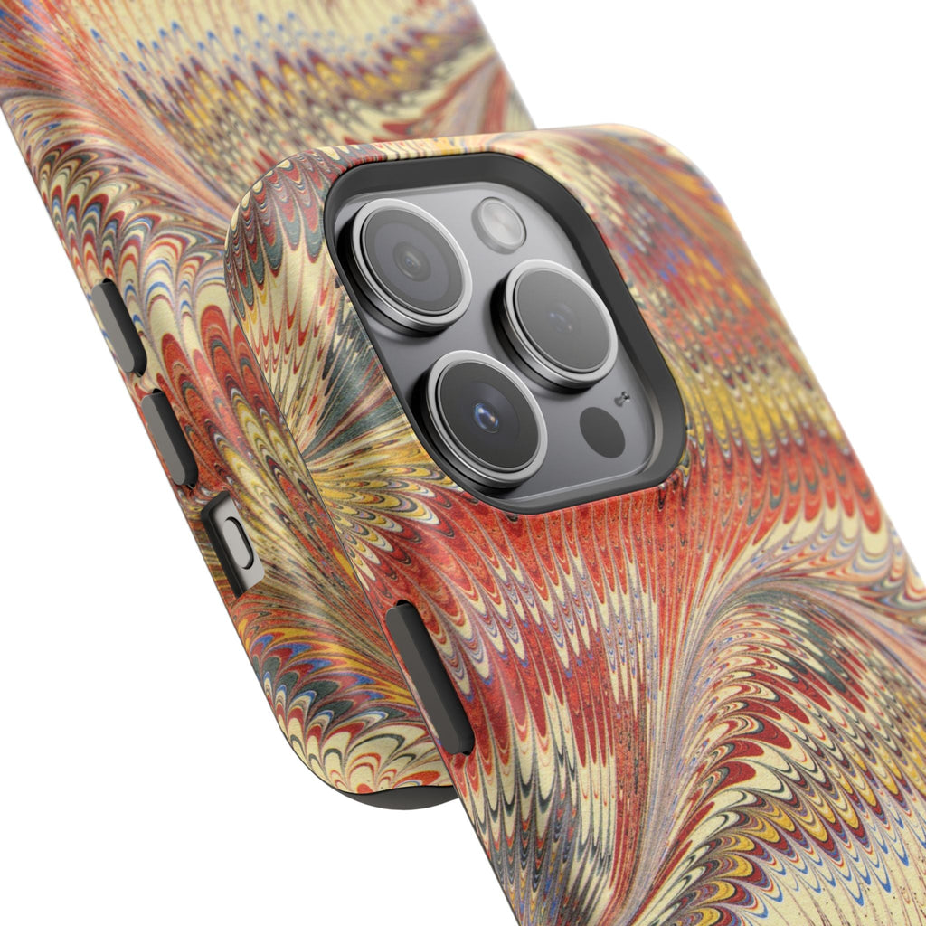 Rust + Gold Italian Marbled Design Magnetic MAG SAFE - Dual Layer Case - Glossy or Matte
