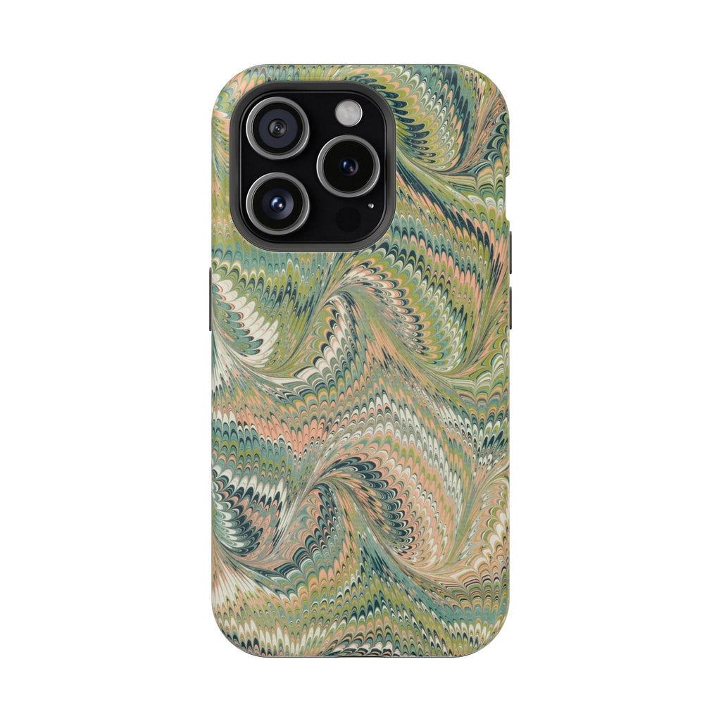 Green Pastel Italian Marble Design Magnetic MAG SAFE High Impact iPhone Cases